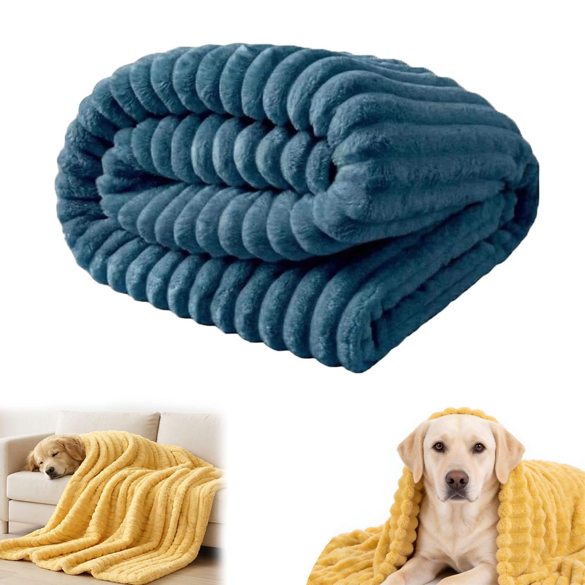 Dog Emotional Support Blanket Yellow, Yellow Dog Blanket, Soft Security Blanket for Pet Sofa Bed Seat (Blue,150 * 200cm/59.05 * 78.74in)