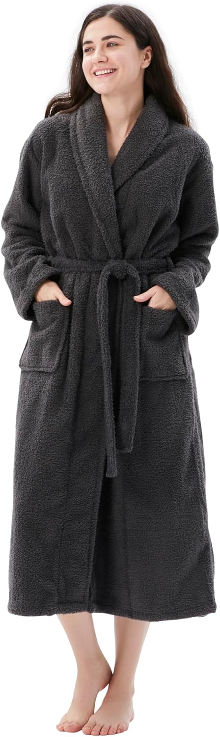 COOVA Premium Women's Plush Soft Robe – Fluffy, Warm Fleece Long Sherpa Bathrobe