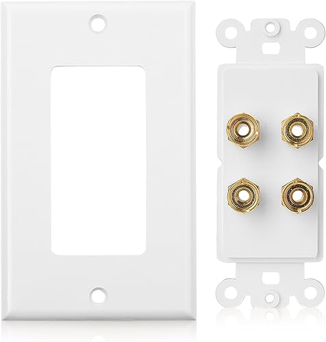 Miniatura 3 de Cable Matters Paquete de 2 placas de pared de alambre de altavoz (placa de pared de altavoz, placa de pared de enchufe tipo plátano) para 2