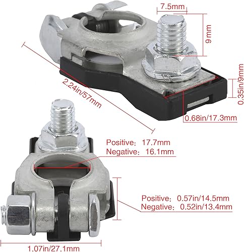 Miniatura 2 de Par positivo y negativo de terminal de batería, baterías de poste superior automotriz, apto para Nissan 243407F000 243407F001