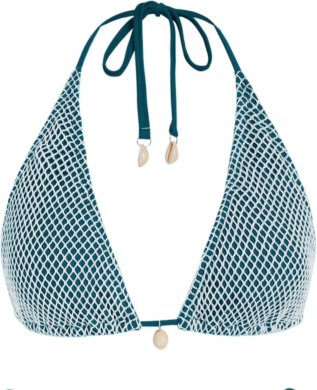 ZAFUL Women's Triangle Bikini Top Multiway Fishnet Tie Back Bandeau Halter String Bikini Swimsuit Bathing Suit