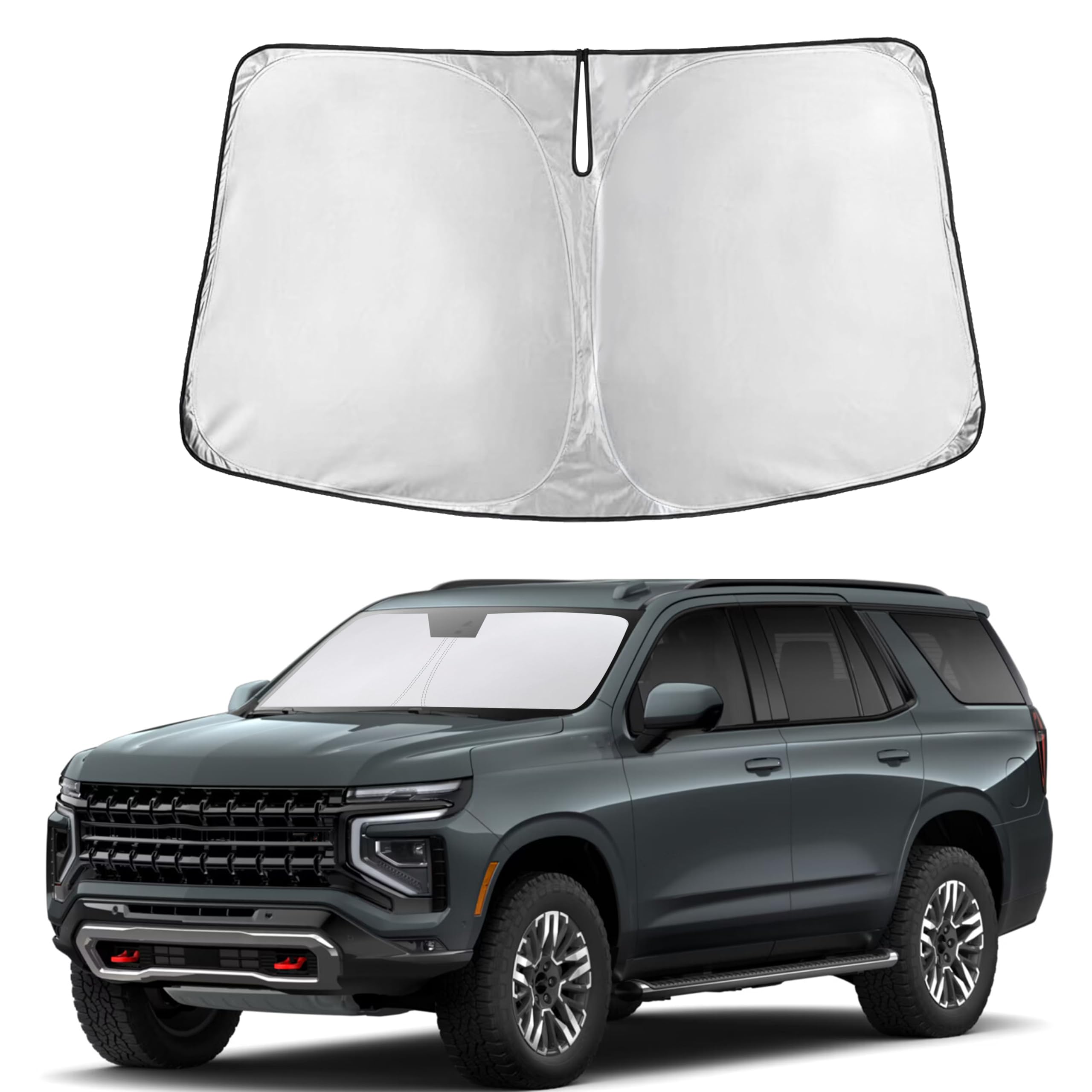 Autovir Windshield Sun Shade Fit for 2021-2024 2025 2026 Chevrolet Tahoe Sunshade, Front Car Window Shades Sun Visor, Blocks UV Rays & Heat, Car Accessories Fit for Chevrolet Tahoe 2021-2026