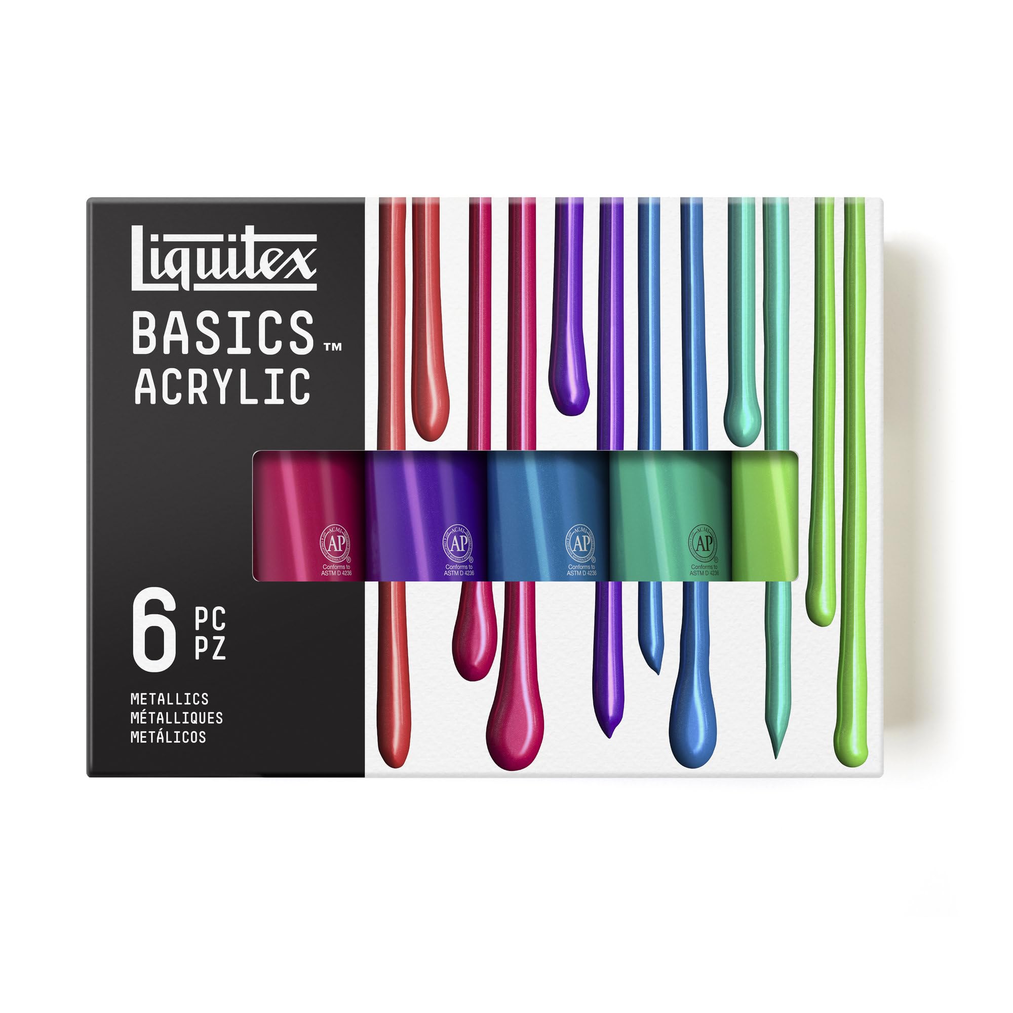 LQX SET ACRILICO BASICS 6 x 118ML METALLICI