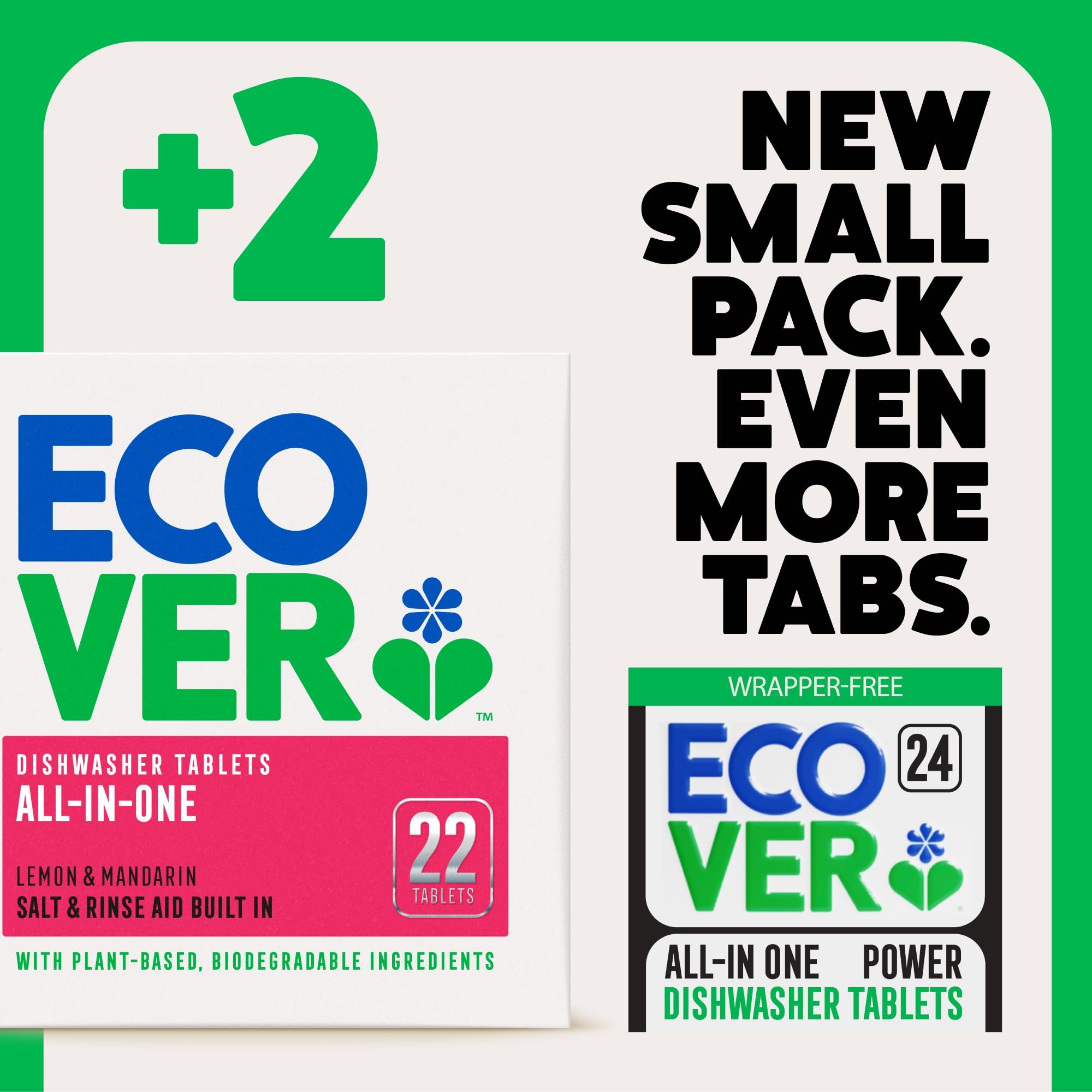 Ecover Power Spülmaschinentabs All in One Geschirrspüler Salz & Klarspüler | Kraftreinigung | Mandarine & Zitronengras Duft | 1er Pack | 72 Tabletten