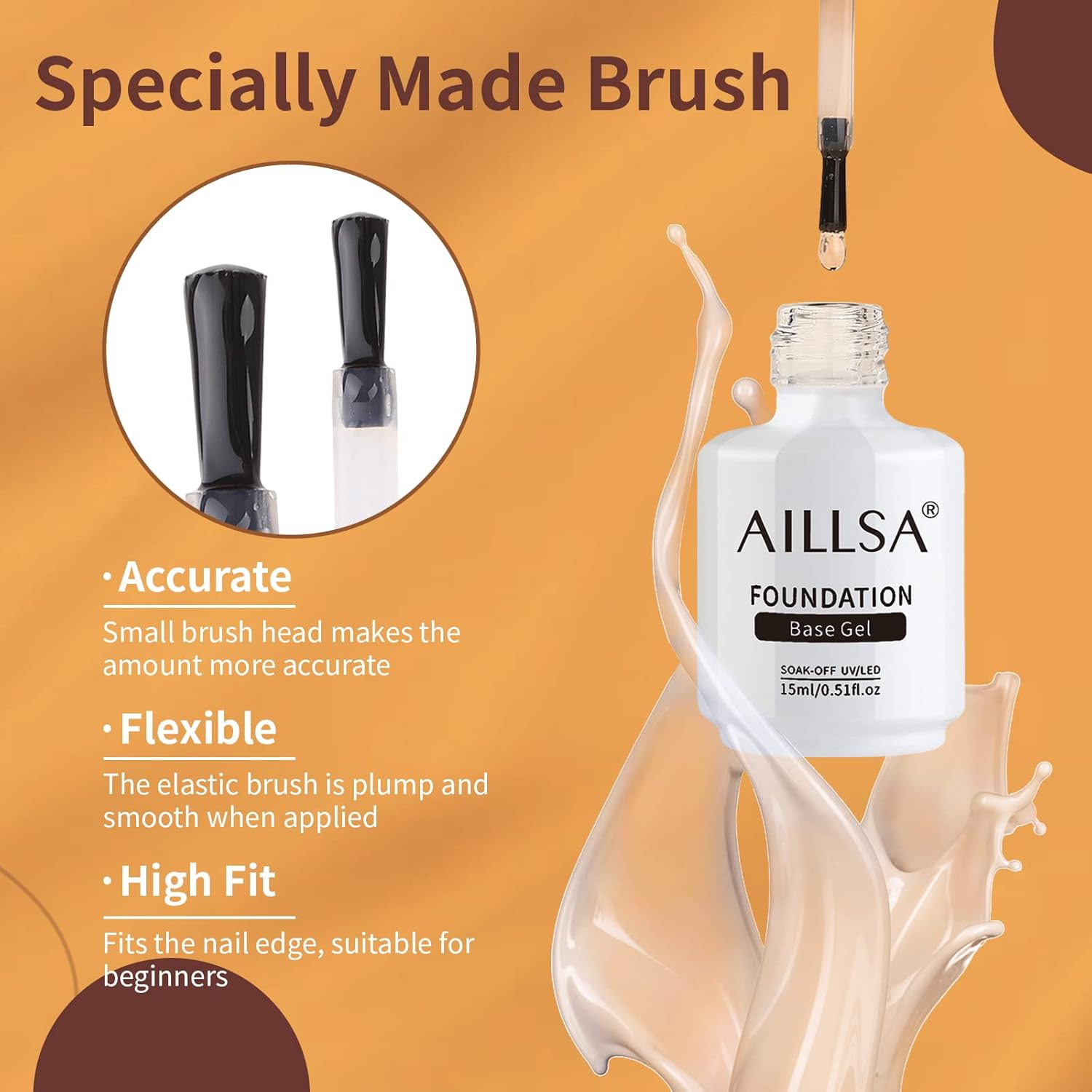 AILLSA Base and Top Coat Set for Gel Nail Polish, 3 Pcs 15ml Anti-scratch No Wipe Matte&Mirror Gloss Top Coat and UV LED Soak Off Base Coat Long-Lasting for Nail Art Home DIY : Beauty & Personal Care