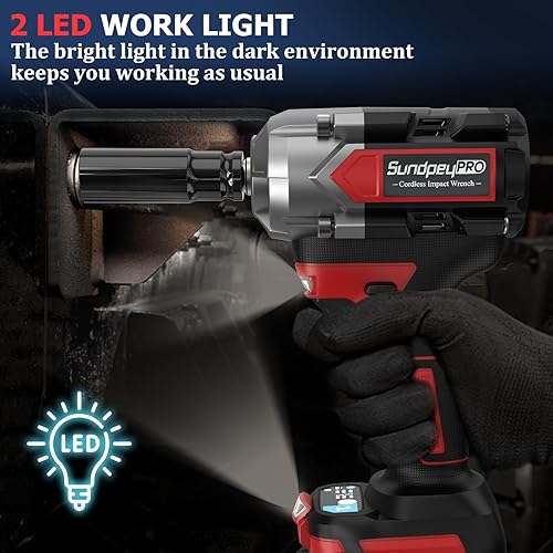 Miniatura 6 de Llave de impacto inalámbrica de 750 pies-libras, pistola de impacto de potencia de 1000 Nm, 12 pulgada, 21 V, 2600 RPM, llave de impacto eléctrica