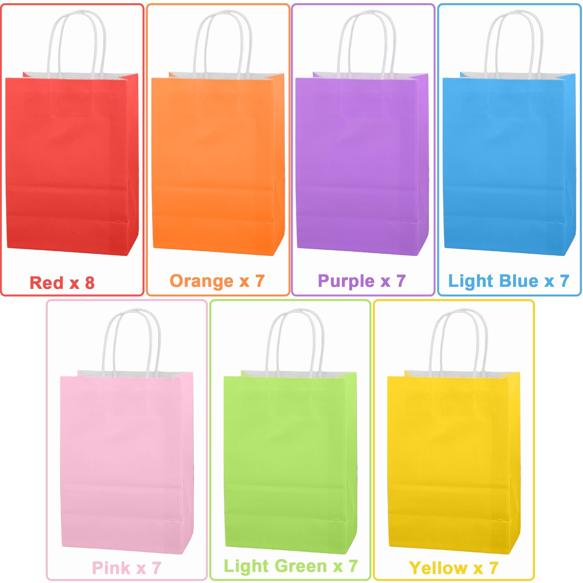 50pcs Gift Bags With Handles 8.3x4.3x10.6 Inch - Colorful Party Favor Goodie Bags Bulk - View #8