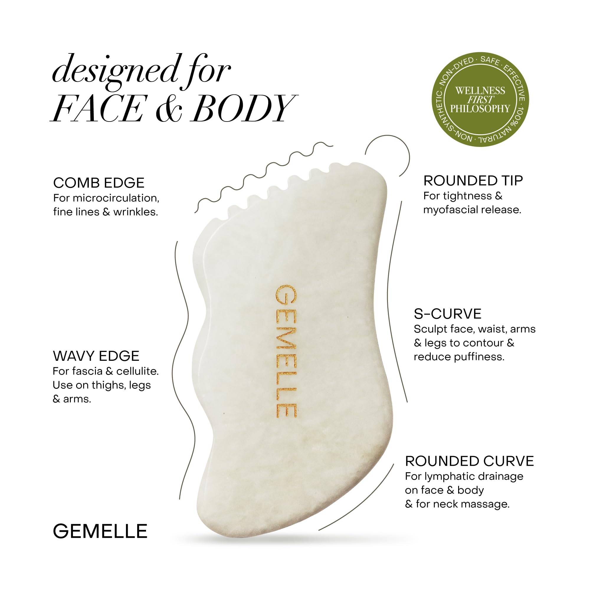 GEMELLE White Jade Gua Sha Tool
