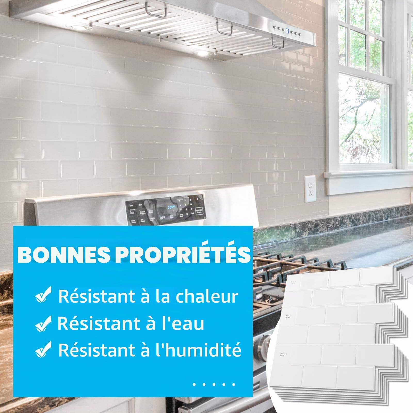 Art3d Lot de 20 Crédence Adhésive Cuisine,Blanc Motif Métro