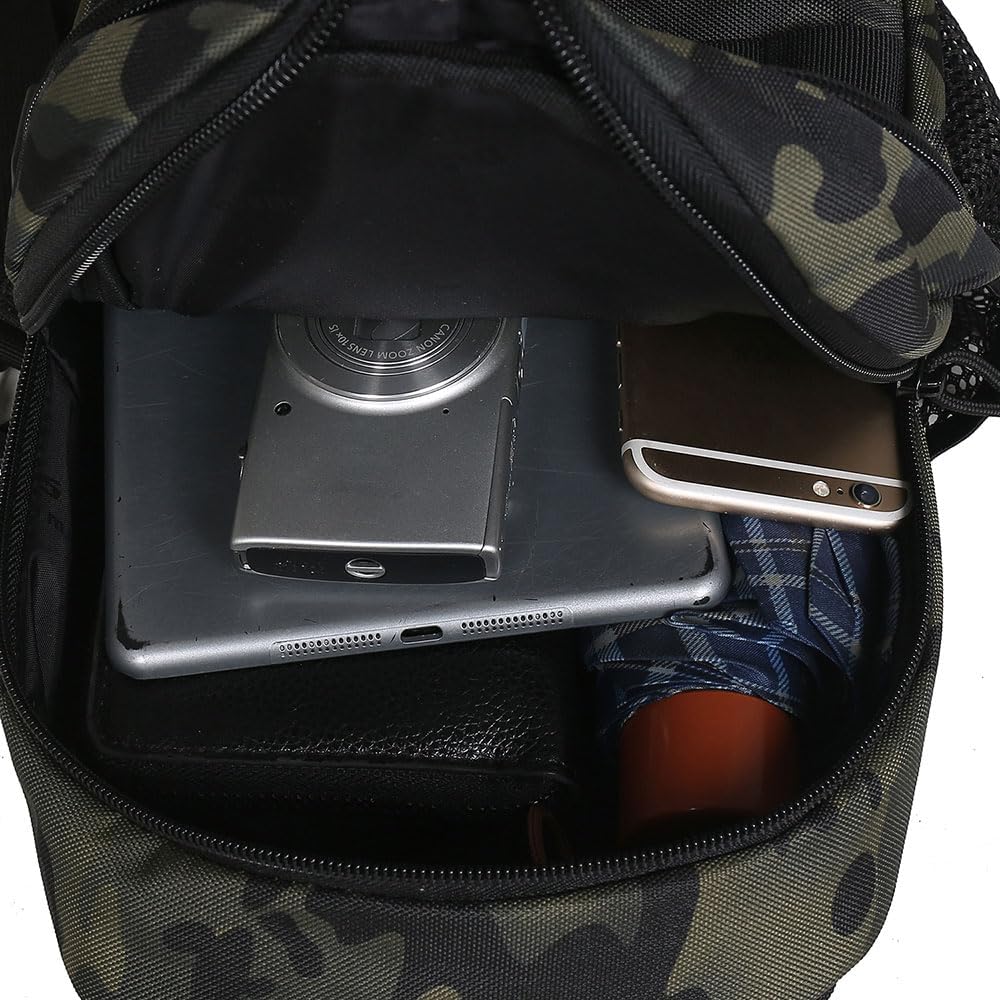 Sac Bandoulière Homme Tactique Sacoche Poitrine Militaire avec Poches Multiples Anti-Vol
