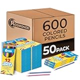 Rosmonde Colored Pencils Bulk, 50 Sets (600 Pencils), Color Pencils Set, 12 Assorted Colors, Pre Sharpened Bulk Pack for Schools, Teachers, Classrooms, Back to School Supplies, Classroom Prizes