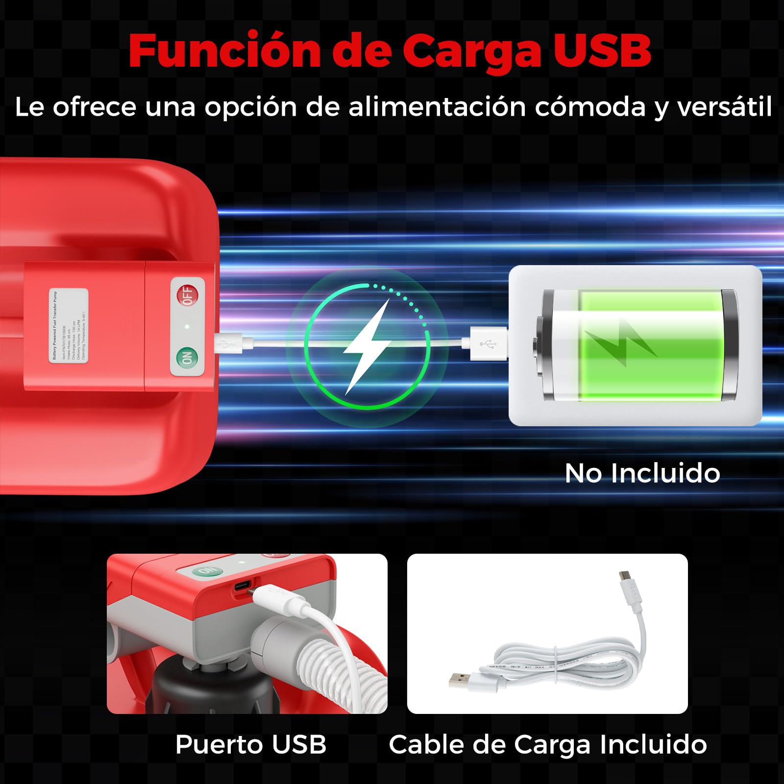 COSTWAY Bomba Extractora de Aceite, Combustible con Batería con Flujo Rápido de 14 LPM, Sensor de Auto-Parada y Protección contra Desbordamientos, Alimentada por USB, Manguera 130 cm y 3 Adaptadores