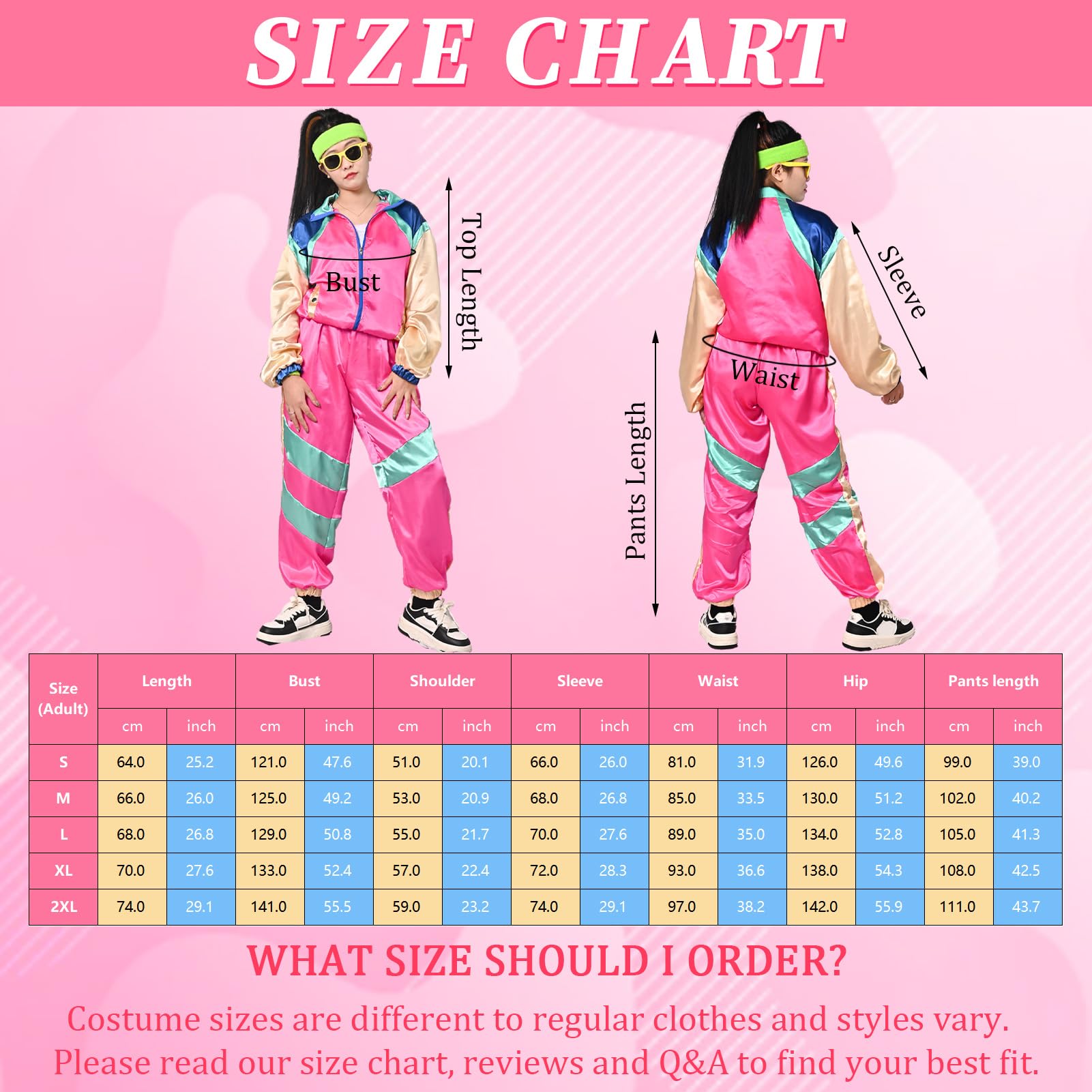 Amycute 80s Shell Suit for Men Women Retro 80s Tracksuit, 1980s Disco Fancy Dress 80s 90s Costume Outfits Adults Halloween - Image 3