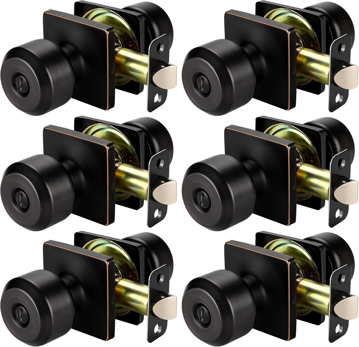 goldenwarm Bronze Door Knobs Interior, Square Knob Faceplate Privacy