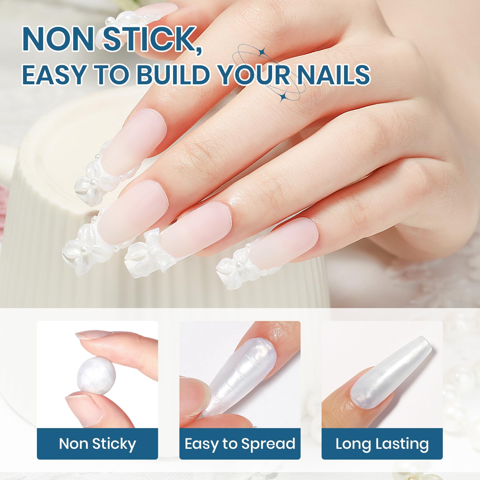 SUPWEE Stały żel budujący do paznokci, żel 3D, bezbarwny perłowo-biały, solidny żel do rzeźbienia 3D, tłoczenie, twardy żel do paznokci, manicure