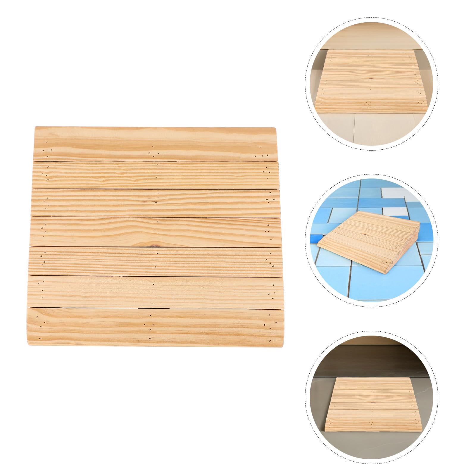 Luxshiny Rampa para Silla de Ruedas y Motocicleta de Madera Beige, Pendiente Ajustable para Coches y Scooters, Adecuado para Entradas Exteriores E Interiores