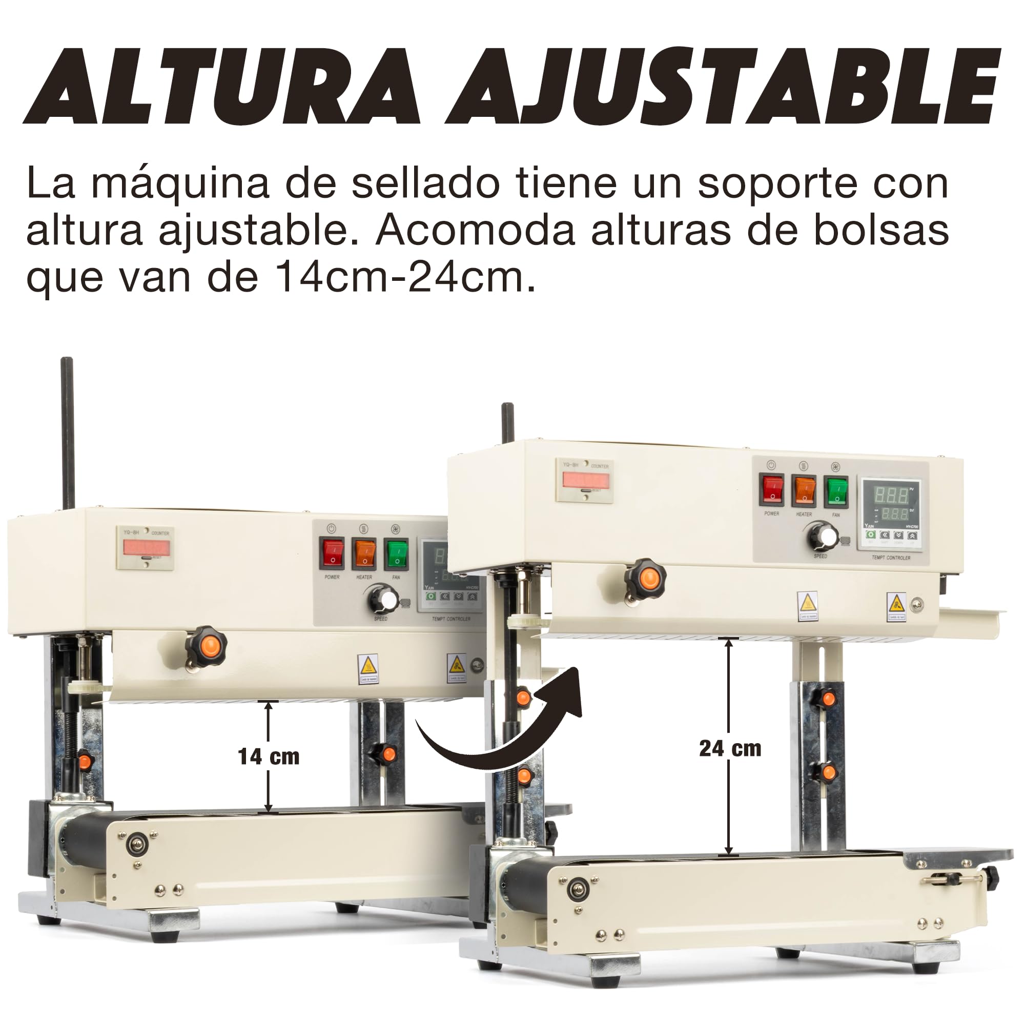 U.S. Solid Máquina selladora automática vertical y horizontal de banda continua, control digital de temperatura para bolsas de PVC de 0,02 a 0,8 mm, 220 V con codificación de sellos y contador