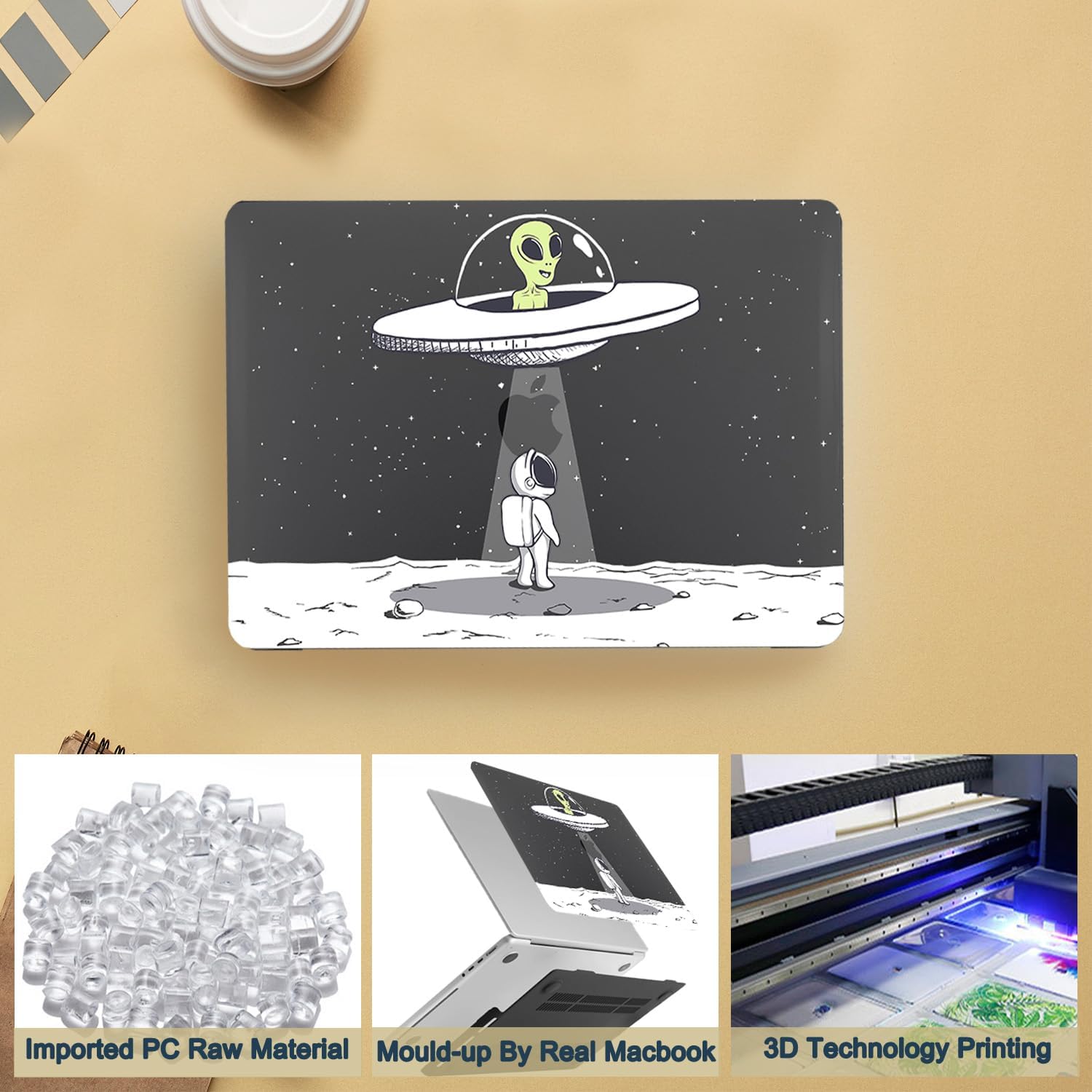 Hard Cover Compatible with New MacBook Air 13 inch with Retina Display & Touch ID 2020 2019 2018 Release Model A1932 A2179 A2337 M1, Laptop Hard Shell Case & Keyboard Cover, Astronaut and Alien