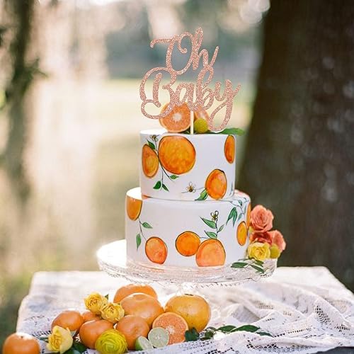 Miniatura 5 de 1 paquete de decoración de pastel Oh Baby con purpurina para fiesta de revelación de género, decoración de pastel de baby shower, decoración para