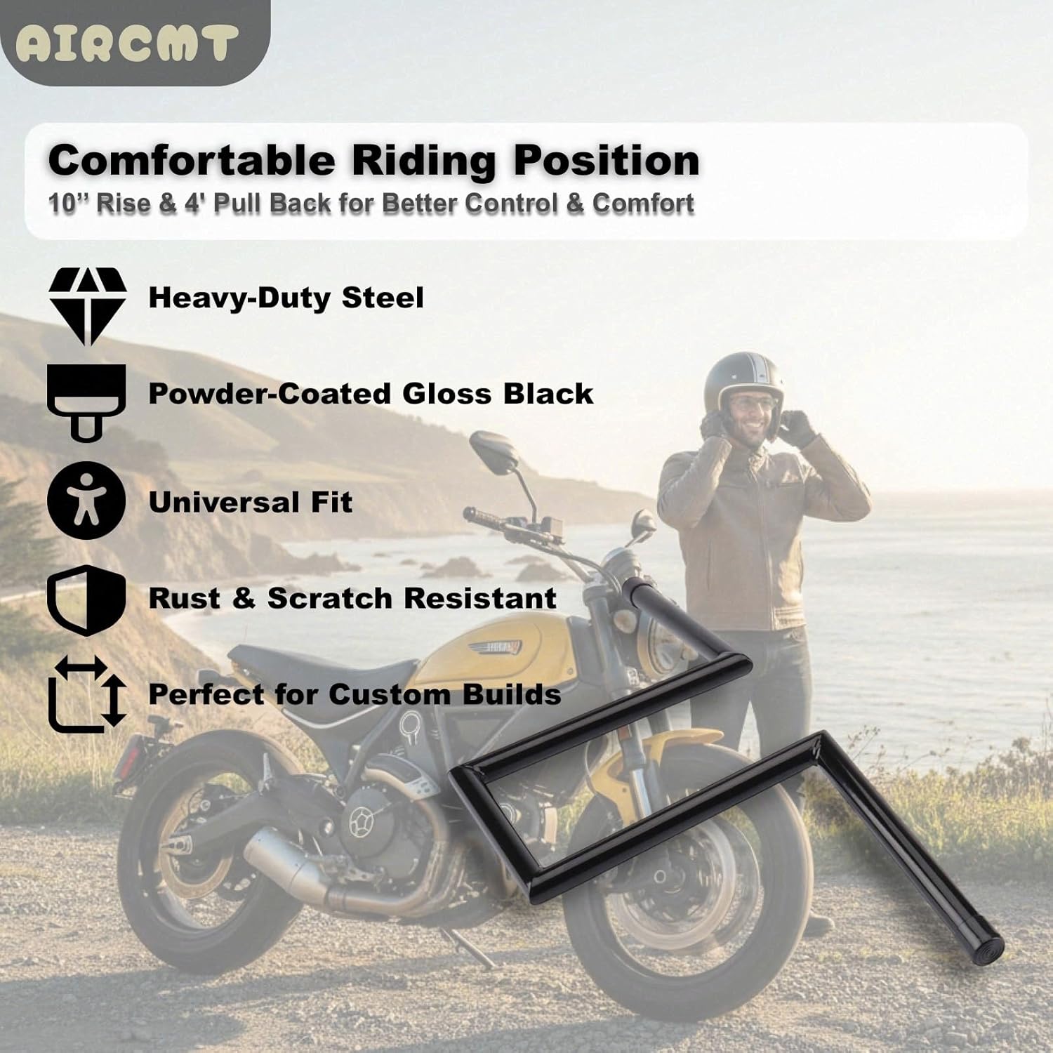 7/8'' 22mm Motorcycle Z Drag Bar Handlebar For Chopper Cruisers Bobber Custom Height 10''