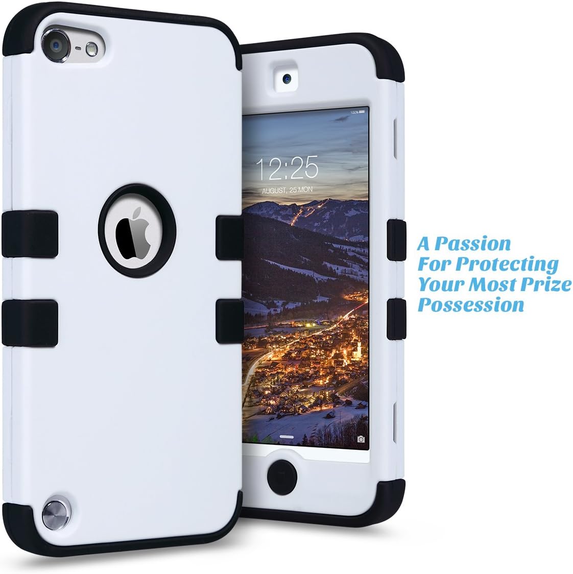ULAK Case for iPod Touch 6 & 5th Generation, Anti Slip Anti-Scratch iPod Touch Case Shockproof Protective Cover with Hybrid High Soft Silicone + Hard PC Case (White)