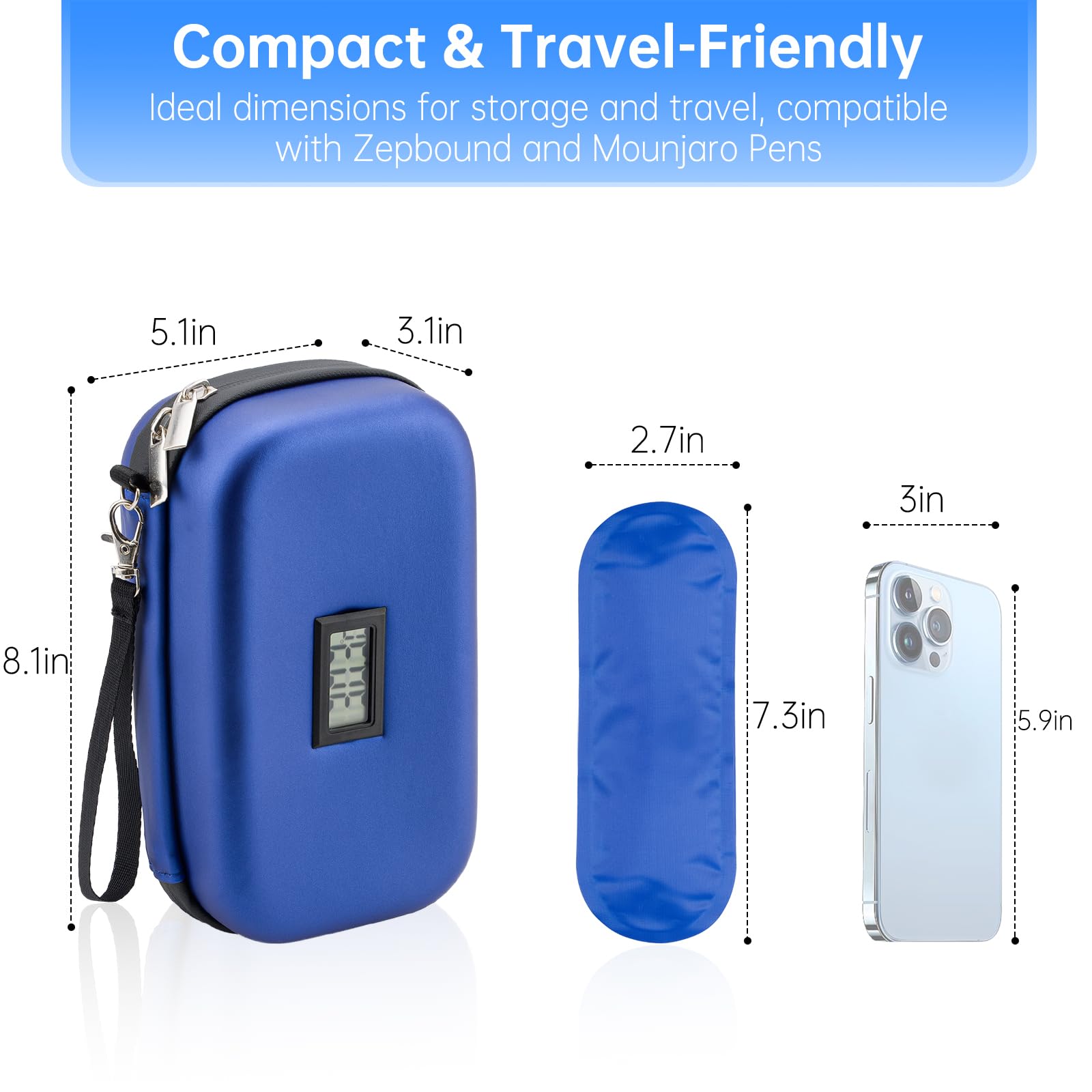 Amazon.com: Cooler Travel Case Compatible with Zepbound and Mounjaro,  Travel Cooler with Ice Pack, Temperature Display, Storage Pen and Other  Supplies, Portable Bag for Trip and Daily (Blue) : Health & Household