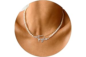 Custom Name Necklace with Freshwater Pearl Chain
