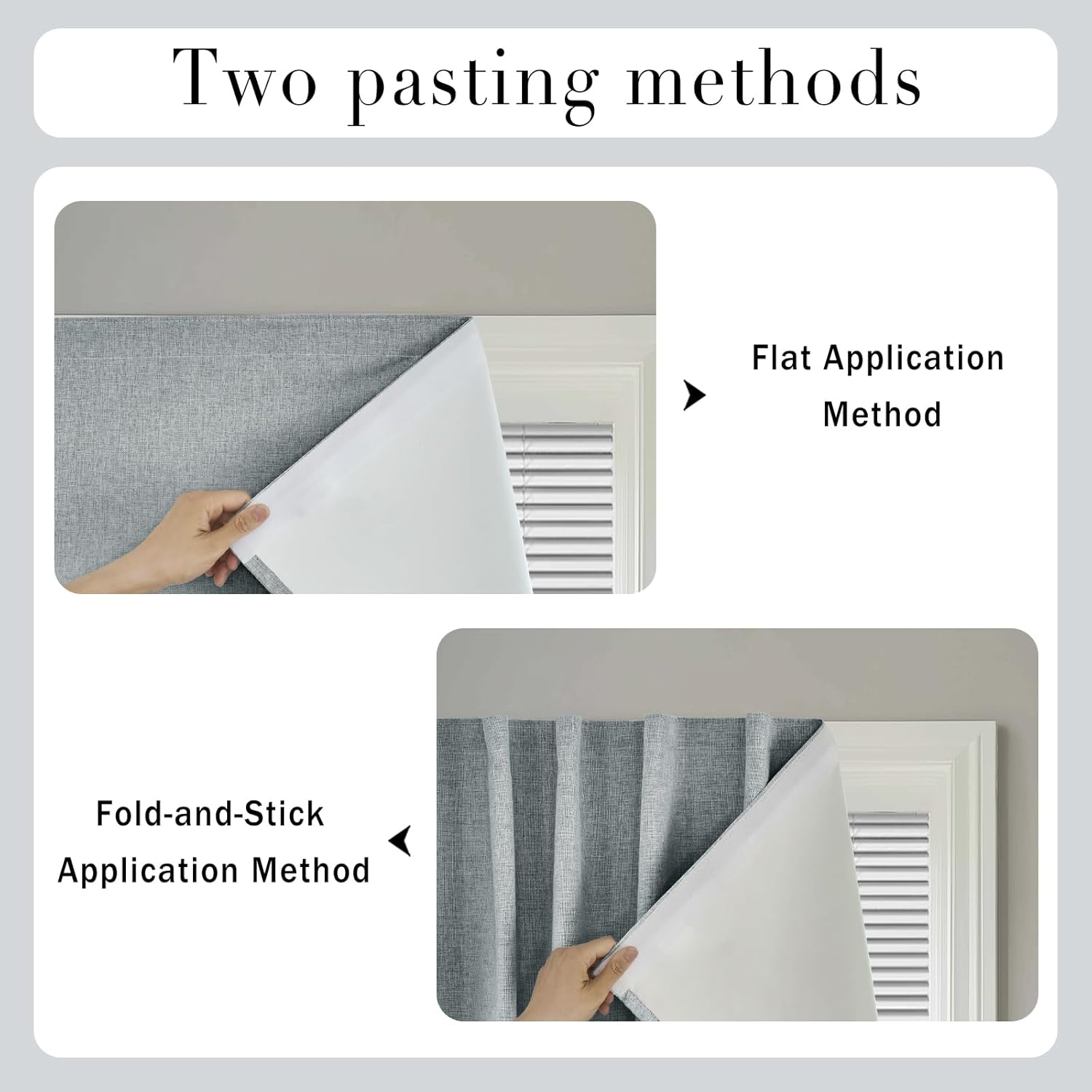 Adhesive Blackout Curtain - Complete Darkness Window Treatment for Home Office（W52 x L60 in,1 Panel, Light Grey）