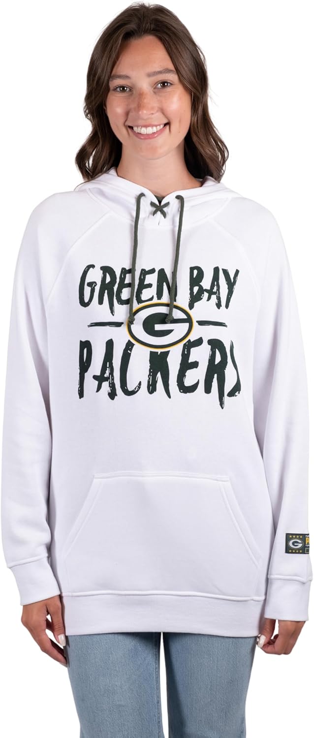 Ultra Game Women's NFL Official Super Soft Tie Neck Hoodie Sweatshirt