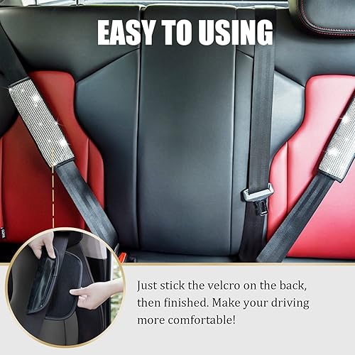 Miniatura 9 de JDDRY Paquete de 2 fundas brillantes para cinturón de seguridad, fundas para cinturón de seguridad para mujer, almohadilla para el hombro,