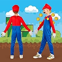 Vista 4 de Super Costume Brothers Cosplay para niños Cosplay con accesorios