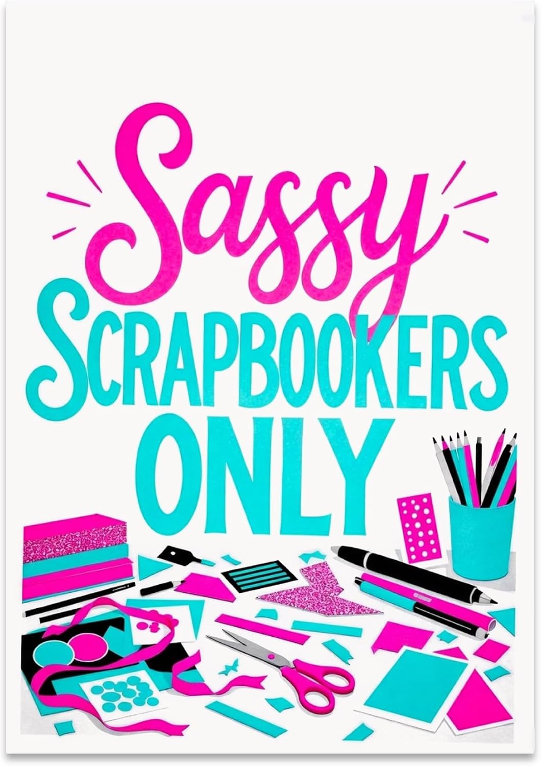 Sassy Scrapbookers Only Poster Print - Quirky Craft Decor - 13x19 - Creative Spaces Theme