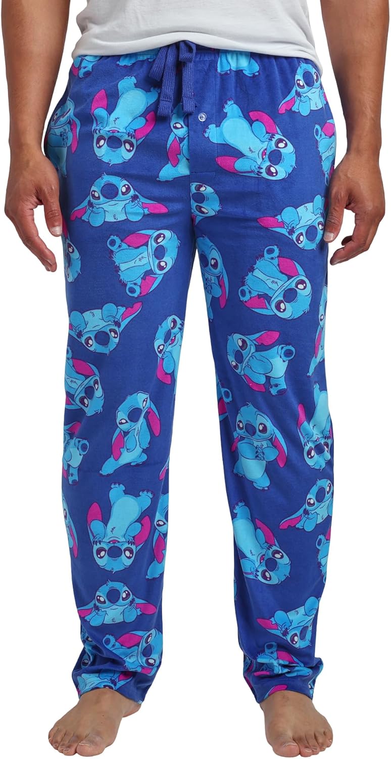 Disney's Lilo & Stitch All-Over Print Lightweight Plush Minkey Fleece Men's Sleep Pajama Pants