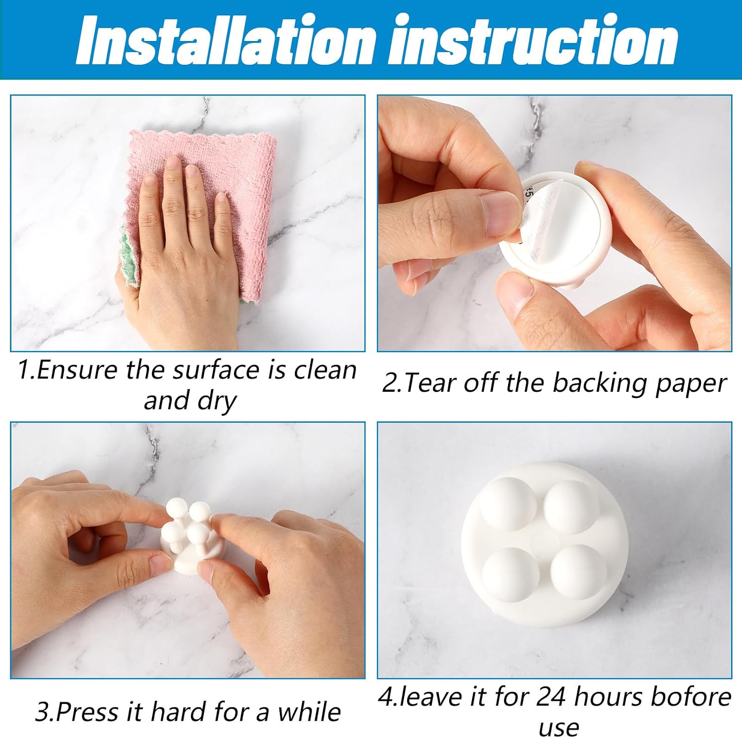 cobee 6 Pcs Silicone Toothbrush Holders, Self Adhesive Razor Holder for Shower Waterproof Multi-Function Hook Silicone Wall Mounted Hook for Hanging Key Plug Holder for Kitchen Bathroom Home Office