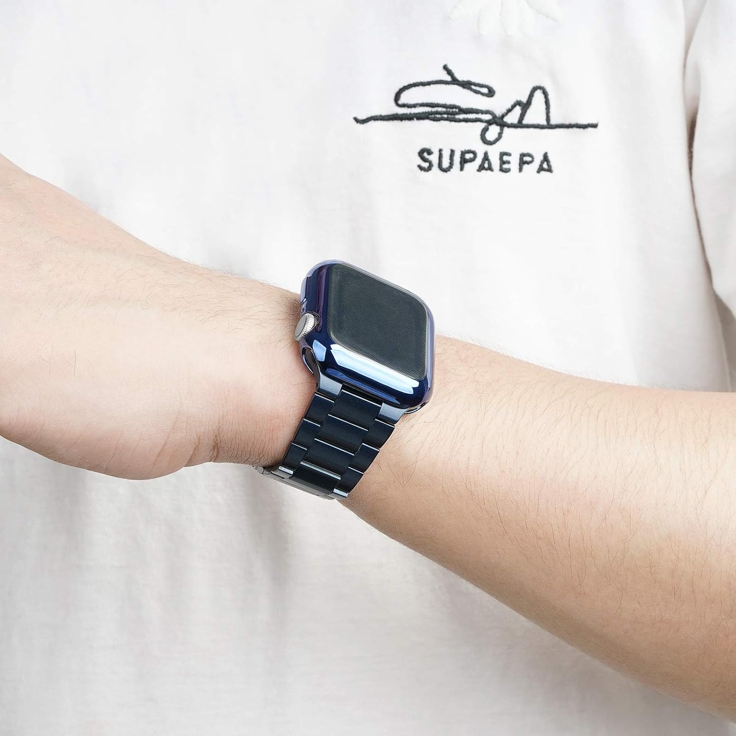 Wolait Compatible with Apple Watch Band 49mm 46mm 45mm 44mm 42mm 38mm 40mm 41mm,Stainless Steel iWatch Bands with Screen Protector Cover for Apple Watch Series11/10/9/8/7/6/4/Ultra3/SE3/2/1 Women Men - Image 7