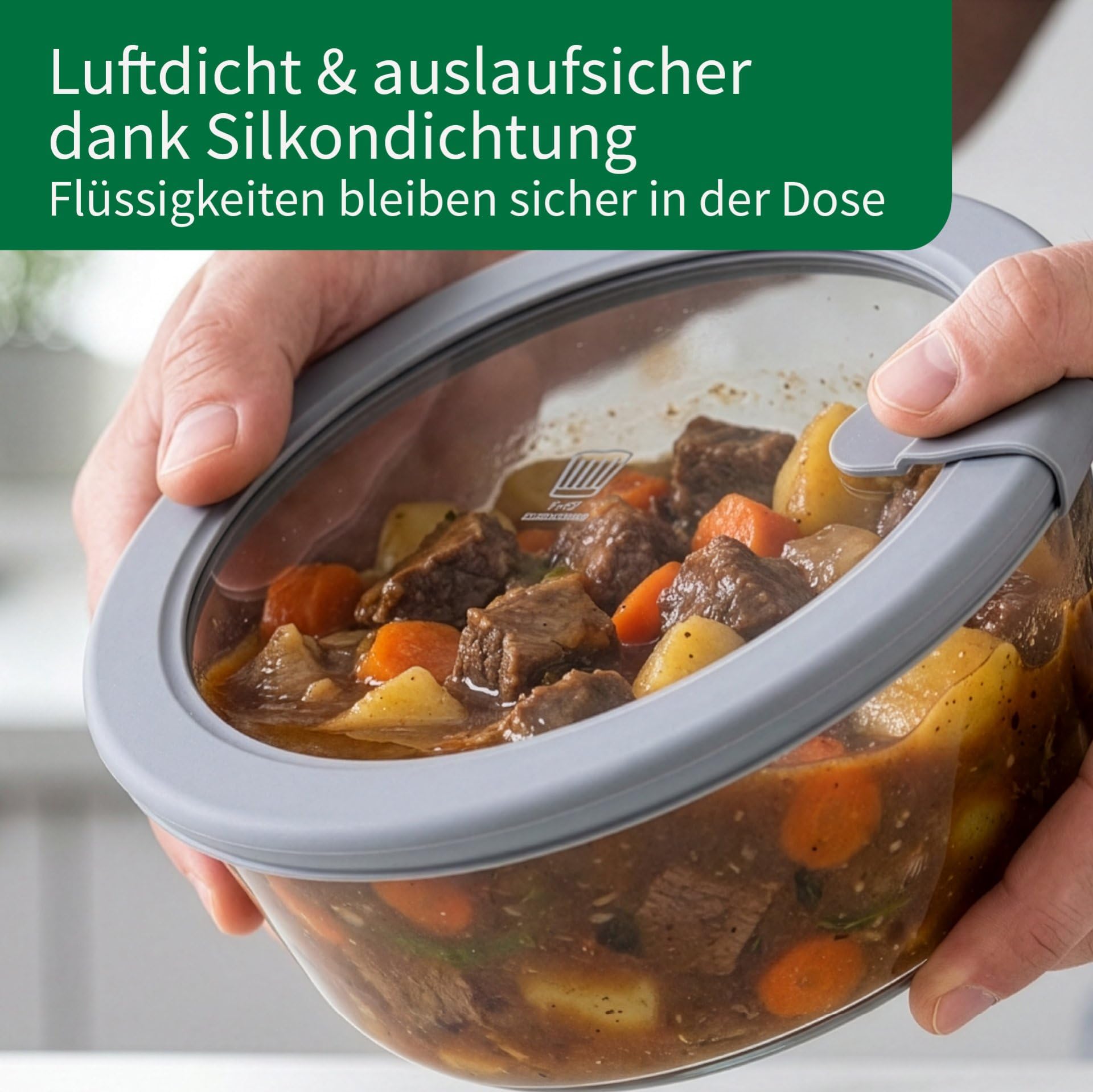 FACKELMANN Chefkoch trifft 4er Set Vorratsdose mit Glasdeckel – 950ml, Frischhaltedose aus Borosilikatglas, rund, mikrowellen-, backofen- und gefrierfest, luftdicht & auslaufsicher