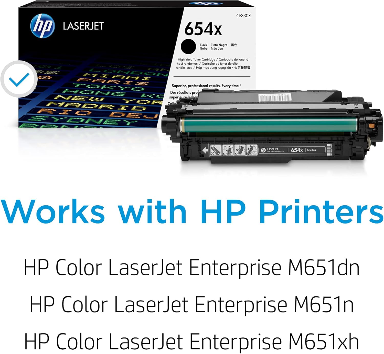 HP 654X Black High-Yield Toner Cartridge | Works Color LaserJet Enterprise M651 Series | CF330X