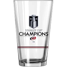 Logo Brands NHL Carolina Hurricanes NHL Stanley Cup Champions 16 oz Pint Glass Offical Stanley Cup Champions Design| 16 Fluid Ounces| Glass