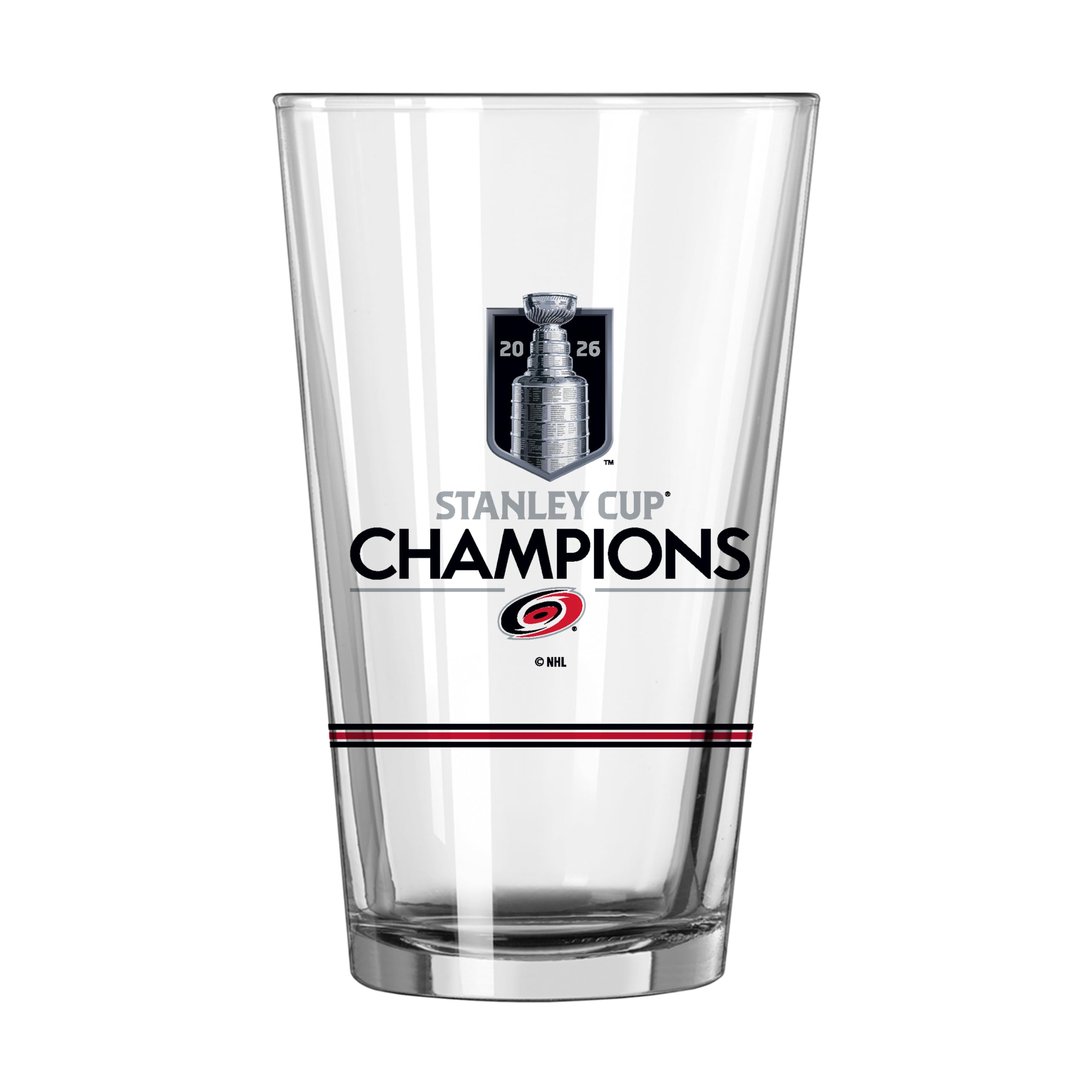 Logo Brands Victory Stripe Nhl Carolina Hurricanes Nhl Stanley Cup Champions 16 Oz Pint Glass – Offical Stanley Cup Champions Design| 16 Fluid Ounces| Glass