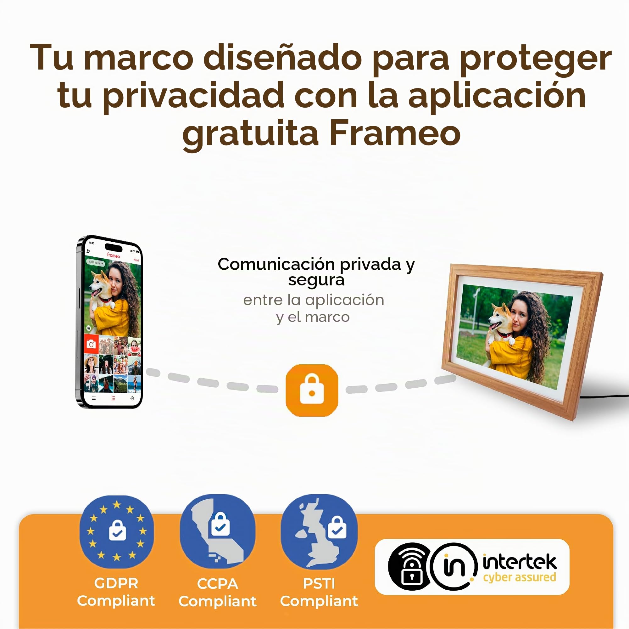 Denver Frameo Marco Digital WiFi 15,6 Pulgadas, Pantalla Full HD IPS táctil 1920 x 1080, 16 GB, App Frameo, Color Madera Clara