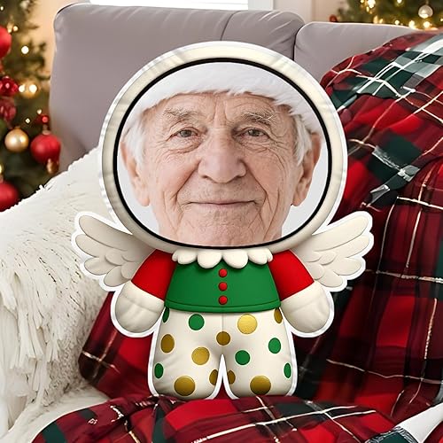 Miniatura 2 de Almohada facial personalizada de Navidad, diseño de ángeles, almohada de terciopelo de melocotón de doble cara, regalo divertido para amantes de las