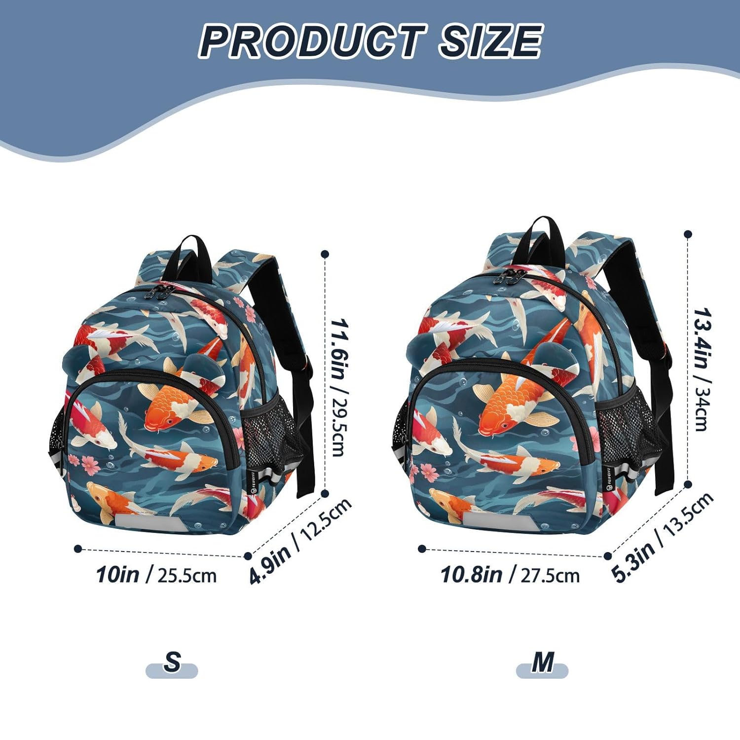 Koi Fishes Toddler Harness Backpack for Boys Girls 3-6 Years Kids Backpack with Anti Lost Safety Leash Child Leash Backpack for Walking Travel Preschool