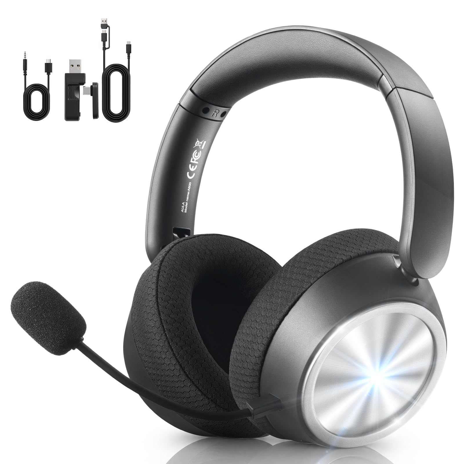 Auriculares inalámbricos para juegos para PS5, Xbox, PC, PS4, Mac, Switch, móvil, auriculares Bluetooth para juegos 2026 con micrófono, cancelación de ruido, conexión 4 en 1, latencia de 13 m, batería