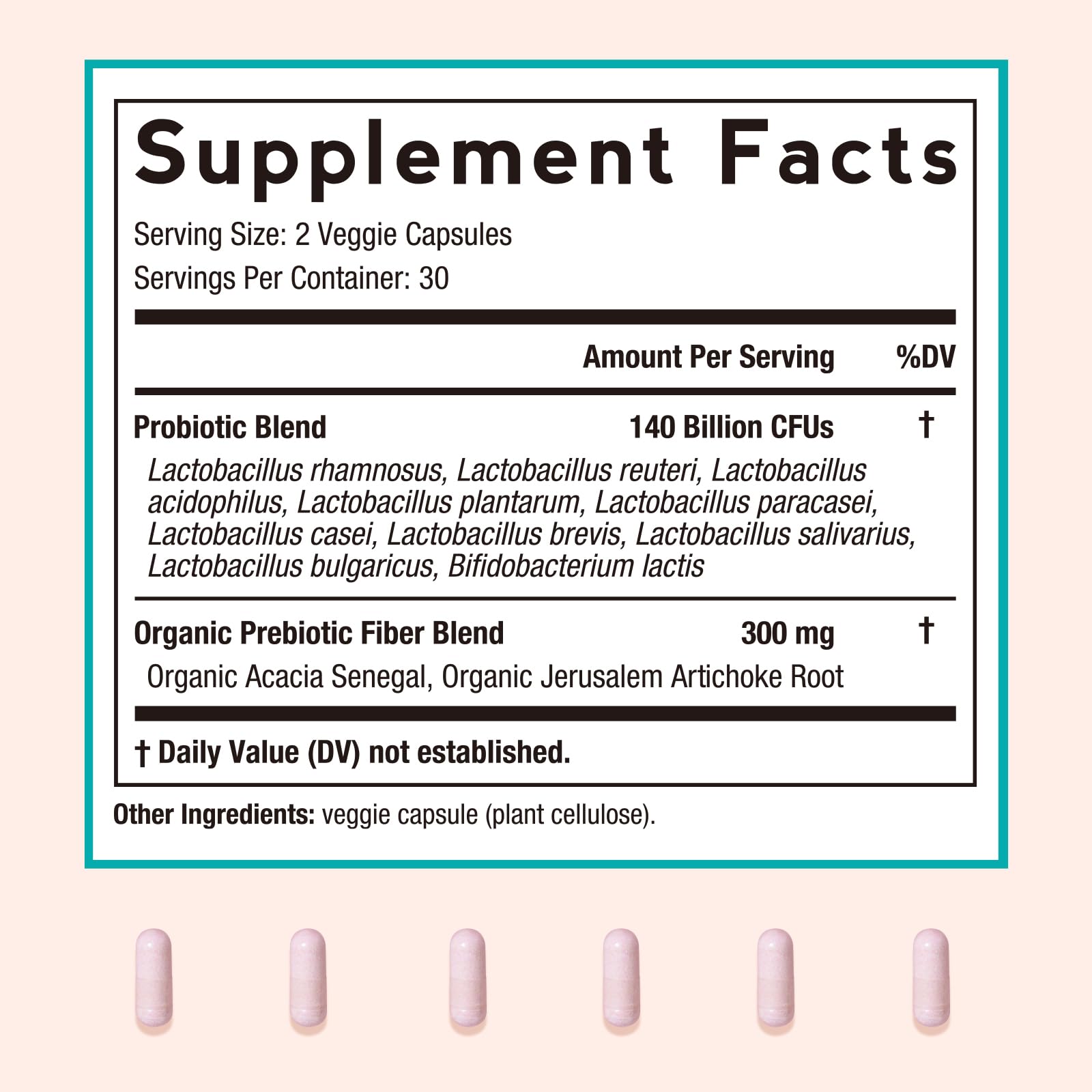 Doctor's Recipes Probiotics for Women, Organic Prebiotics and Probiotics for Digestive Health, Vaginal Health, 140 Billion CFU, 10 Strains, Shelf Stable, 60 Capsules — Amazon image 5