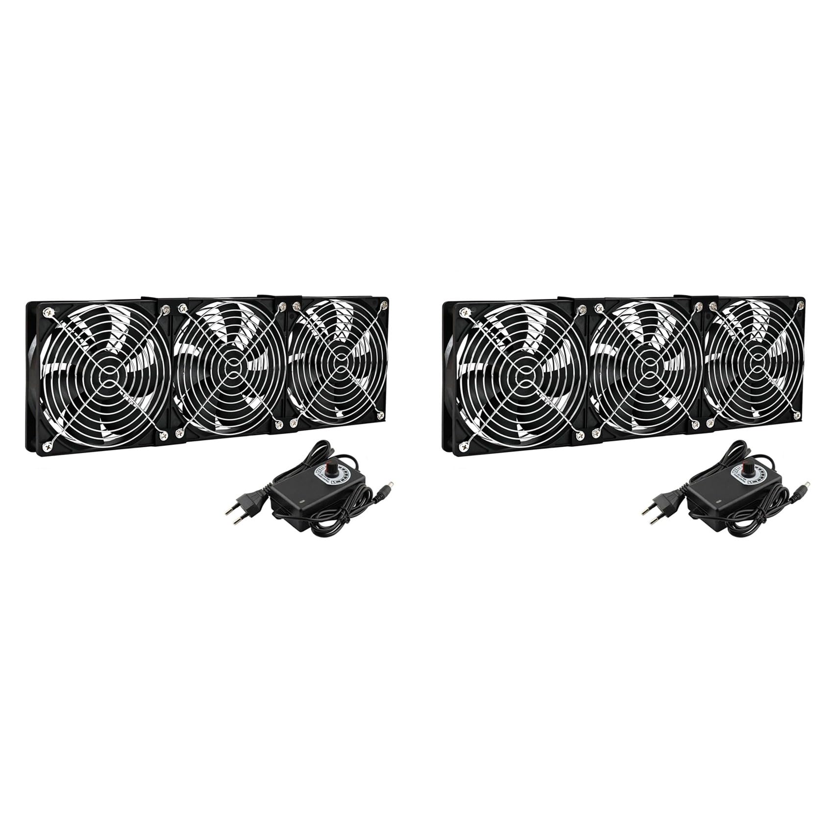 2Stück 3 X 120 mm Computerlüfter mit AC 100 V-240 V Drehzahlregler für Schrankkühlung Server Workstation Kühlung EU-Stecker