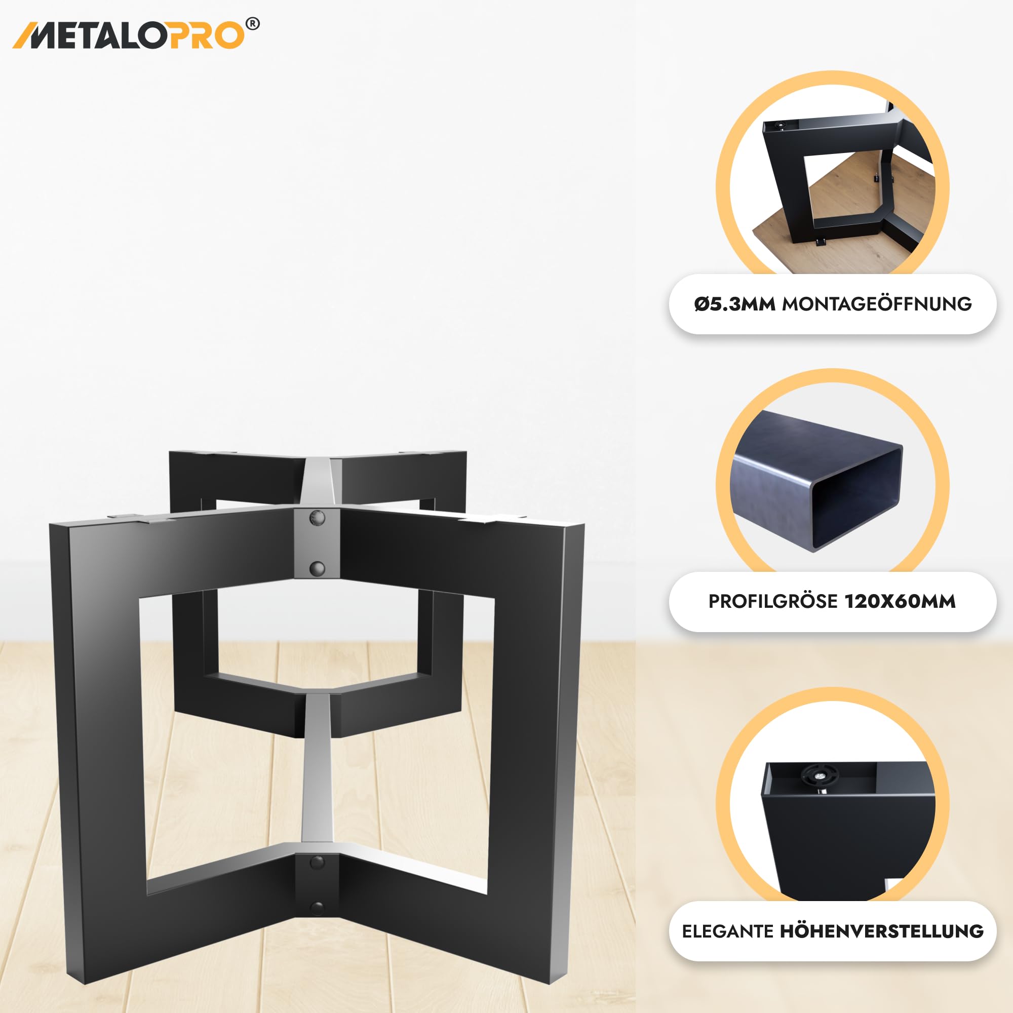 Struttura Tavolo Barax Extreme Acciaio 180x80x72 cm – Telaio Minimalista Robusto Esstisch Sala da Pranzo Design