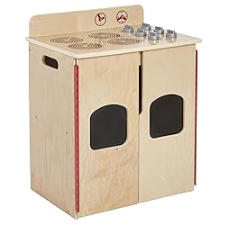ECR4Kids Play Kitchen Stove, Wooden Playset, Natural