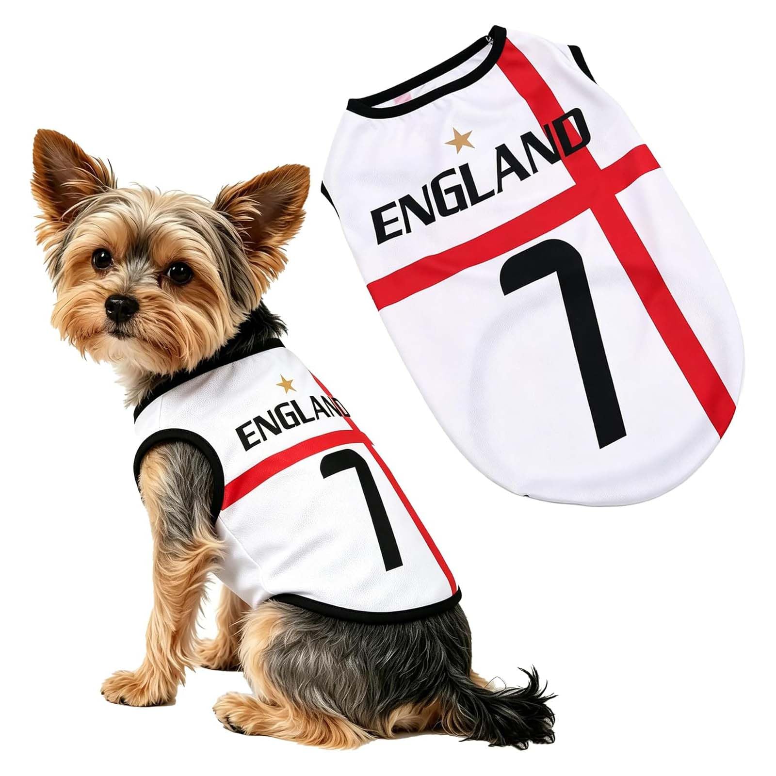 Dog Soccer Jersey England Style Puppy Sports Shirt Breathable Mesh Sleeveless Football Sportswear Pet Costume Gifts for Soccer Fans & Pet Lovers (England, M)