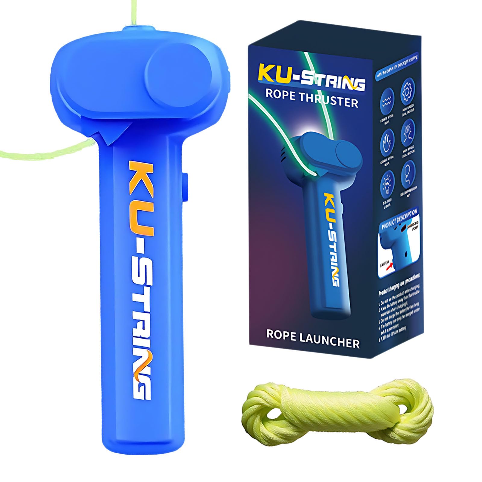 Ring Lariat, Electric String Rope Launcher, Nano Safe and Portable, Glow in the Dark USB Charging, Suitable for Outdoor Home Interaction, For Adults Friends (Blue)