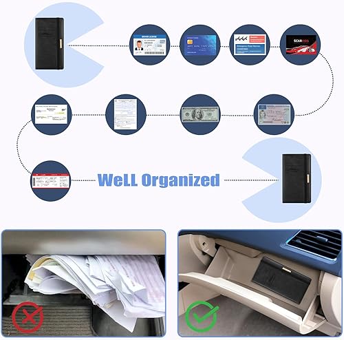 Miniatura 3 de Caweet Soporte para registro y seguro de automóvil, organizador de guantera de vehículo, soporte de cuero para documentos de automóvil para licencia